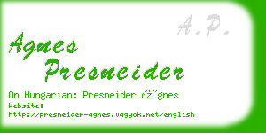 agnes presneider business card